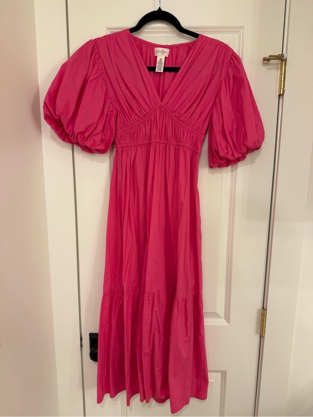 Jessica Simpson Hot Pink Puff Sleeve Maxi Dress